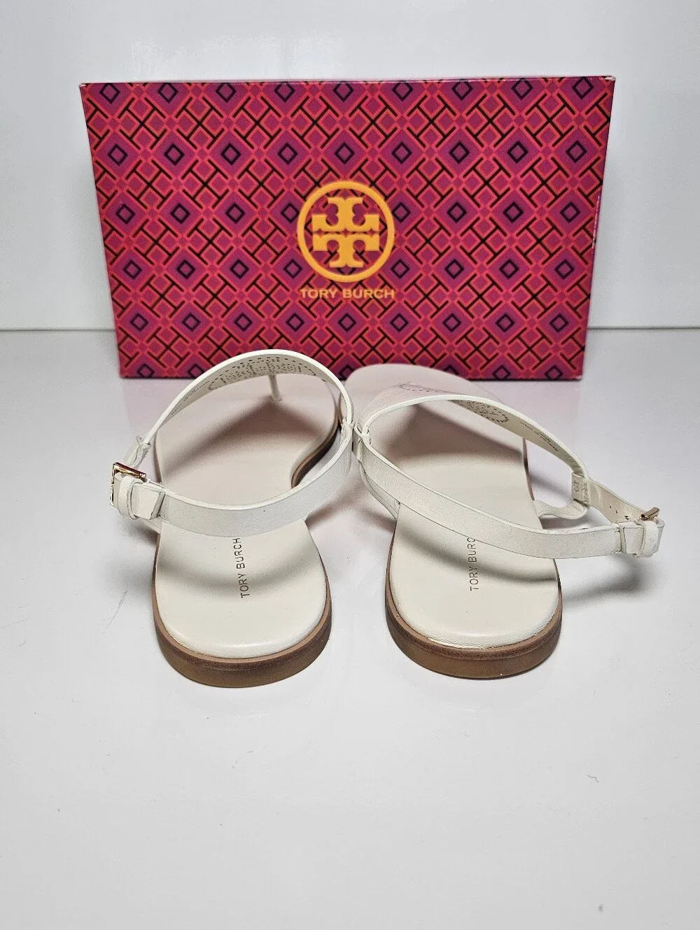 Tory Burch Capri Perf Leather Sandal Light Cream Size 10.5 NIB